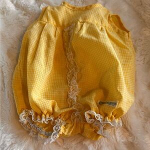 Cabbage Patch Kids Yellow Gingham Bubble Romper - Vintage 1980s